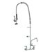 VEVOR Commercial Faucet With Pre-Rinse Sprayer, 44" Height, 8" Center, 12" Swing Spout, Wall Mount Kitchen Sink Faucet, Brass Constructed Device With Pull Down Spray, For 1/2/3 Compartment Sink_maomaolike.com
