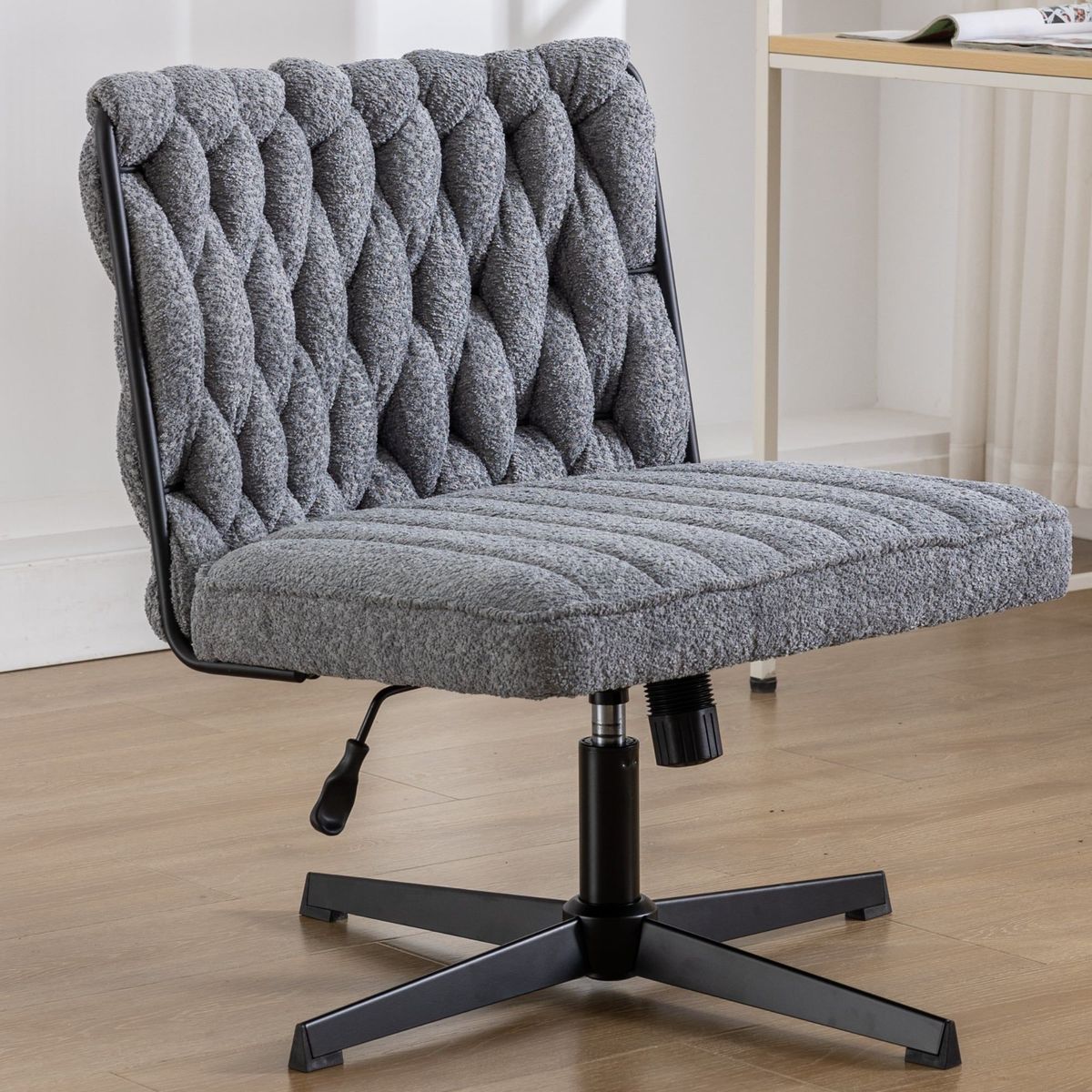 Armless Office Desk Chair No Wheels, GREY_maomaolike.com