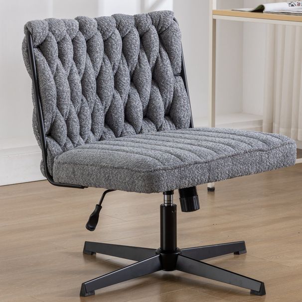 Armless Office Desk Chair No Wheels, GREY_maomaolike.com