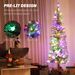 Pre-Lit Pencil Christmas Tree, Artificial Christmas Tree With Dual Color LED Lights And Branch Tips, Flocked Xmas Tree With Metal Stand For Holiday Party_maomaolike.com