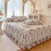 Korean Style Quilted Skirt Three-Piece Non-Slip Thickened Pure Cotton Lace Bed Cover Single Mattress Protector Set_maomaolike.com