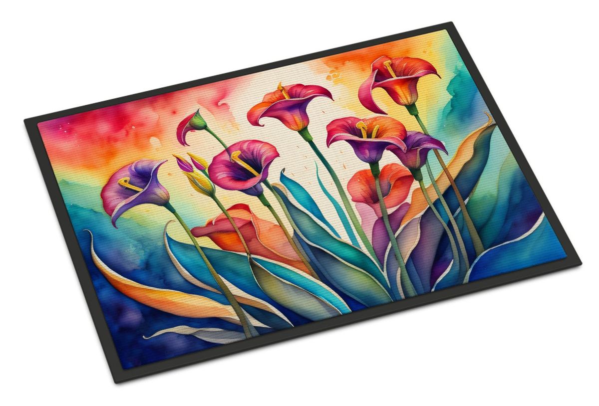 Calla Lilies In Color Doormat Front Door Mat Indoor Outdoor Rugs For Entryway, Non Slip Washable Low Pile, 24H X 36W_maomaolike.com