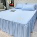 Summer Camellia Embroidery Washed Ice Silk Skirt Three-Piece Set Pillowcase Non-Slip Dustproof Single Bed Cover_maomaolike.com