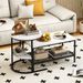 Coffee Table 2-Tier Rectangle Coffee Table And Side End Table With Storage Shelves_maomaolike.com