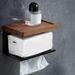 Walnut Storage Rack Bathroom Wall-Mounted No-Drill Toilet Solid Wood Tissue Box Roll Paper Holder_maomaolike.com