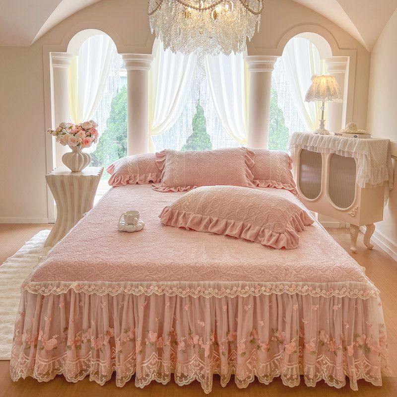 2025 New French Lace Single Piece Style Sheet With Edge All-Season Bed Skirt Cover_maomaolike.com