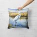 Snowy Egret In Coastal Marshes Throw Pillow Machine Washable, Indoor Outdoor Decorative Pillow For Couch, Bed Or Patio, 18Hx18W_maomaolike.com