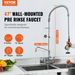 VEVOR Commercial Faucet With Pre-Rinse Sprayer, 47" Height, 8" Center, 12" Swing Spout, Wall Mount Kitchen Sink Faucet, Brass Constructed Device With Pull Down Spray, For 1/2/3 Compartment Sink_maomaolike.com