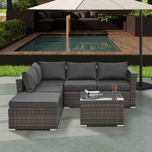 Patio Furniture, Outdoor Furniture, Seasonal PE Wicker Furniture, 4 Set Wicker Furniture With Tempered Glass Coffee Table_maomaolike.com