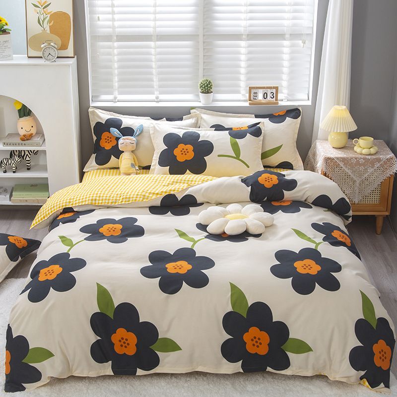 Student Bedding Fresh Style Bed Sheet Duvet Cover Three-Piece Wholesale Aloe Vera Cotton Brushed Four-Piece Set_maomaolike.com