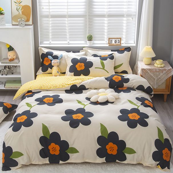 Student Bedding Fresh Style Bed Sheet Duvet Cover Three-Piece Wholesale Aloe Vera Cotton Brushed Four-Piece Set_maomaolike.com