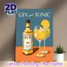 Gin And Tonic Themed Painting Poster, Vibrant Retro Cocktail Illustration Poster, Elegant Wall Decor Ideal For Bars, Dining Rooms And Home_maomaolike.com