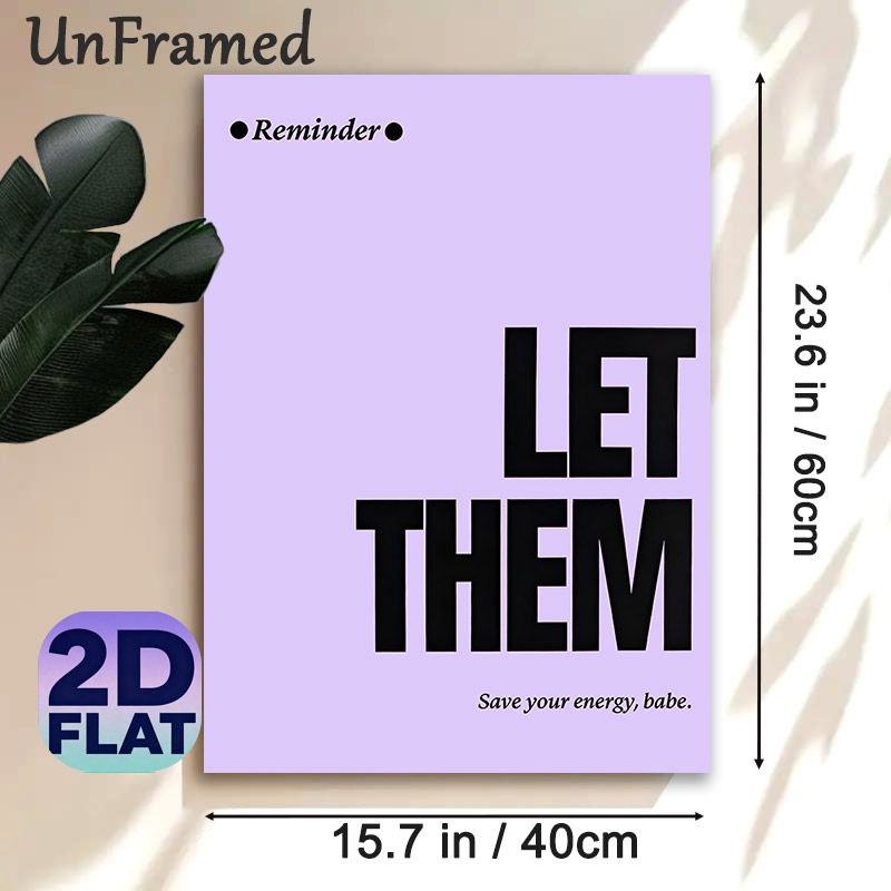 "Let Them" Reminder Painting Poster, Soft Pastel Minimalist Typography Poster, Gentle Mindful Reminder To Save Energy, Suitable For Bedroom, Living_maomaolike.com