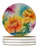 Chrysanthemums In Watercolor Large Sandstone Coasters Pack Of 4 Absorbent Round Coasters Decor Gifts For Men Or Women, 4 In, Multicolor_maomaolike.com
