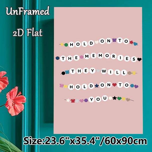 Memory Quote Painting Poster, Pastel-colored Beaded Letter Style Poster, Warm Heartfelt Message, Ideal For Bedroom And Living Room Decor_maomaolike.com