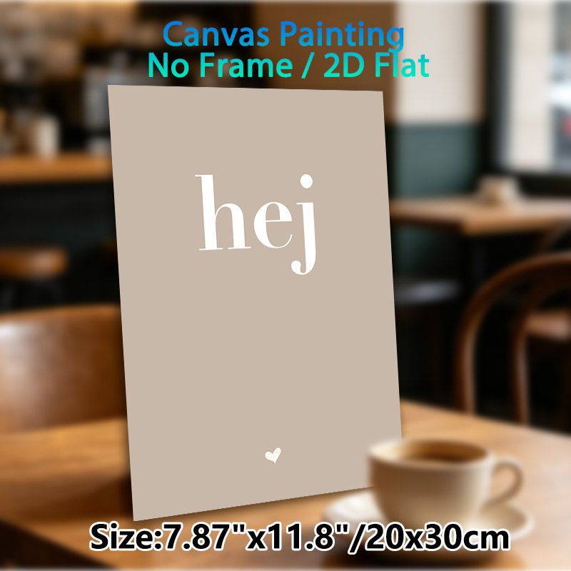 Hej Typography Painting Poster, Minimalist Neutral-toned Text Art Poster, Warm Gentle Decor Ideal For Living Room, Bedroom_maomaolike.com