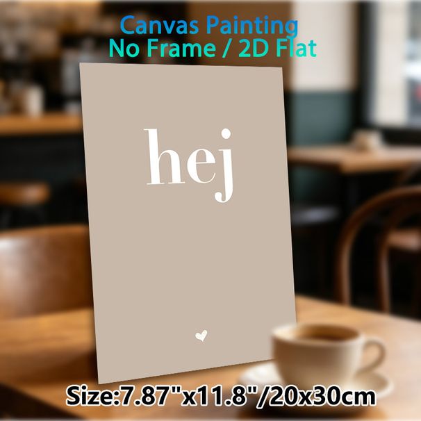 Hej Typography Painting Poster, Minimalist Neutral-toned Text Art Poster, Warm Gentle Decor Ideal For Living Room, Bedroom_maomaolike.com
