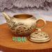Brass Dragon And Phoenix Small Office Home Retro Fish Mouth Spout Rotating Teapot Stress Relief Artifact Metal Craft_maomaolike.com