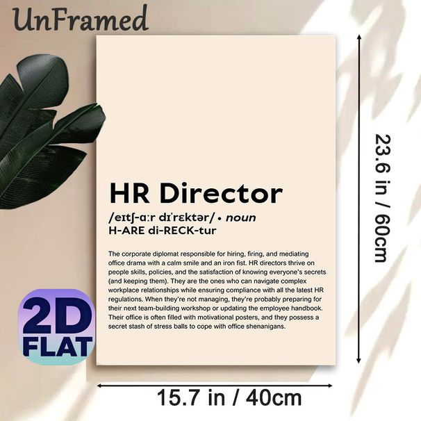 HR Director Definition Painting Poster, Witty Typographic Poster, Humorous Workplace-themed Decor Ideal For Office, Professional Workspace_maomaolike.com