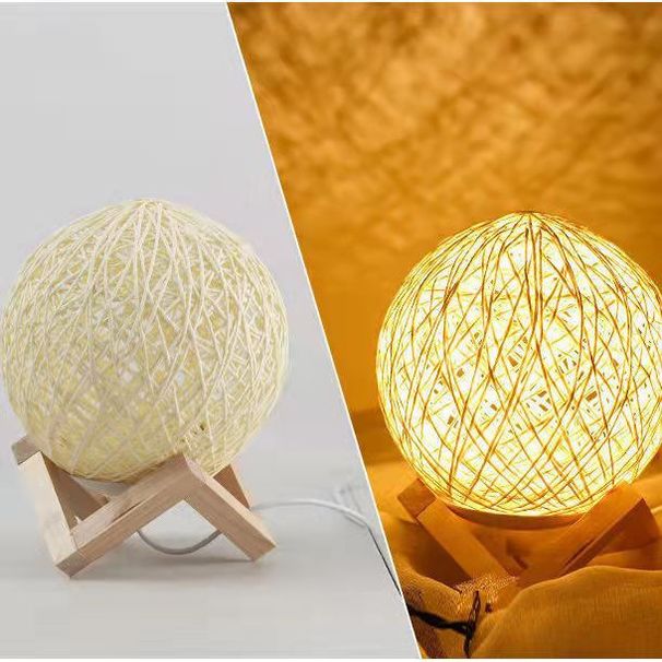 Zhongshan Creative Rattan Ball Ambient Indoor Reading Bedroom Bedside Romantic Night Lighting Table Lamp LED Light_maomaolike.com