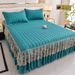 European Quilted Single Piece 2024 New Style Covering Ugly Hemline Bright Red Bed Skirt Dustproof Mattress Cover_maomaolike.com