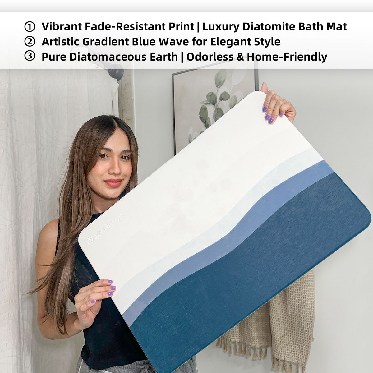 Diatomaceous Earth Stone Bath Mat - Quick Dry, Non-Slip, All-Season Use 15.35 In. X 23.62 In._maomaolike.com
