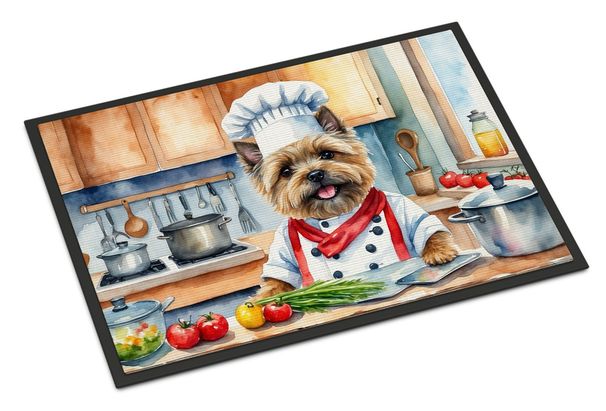 Cairn Terrier The Chef Doormat Front Door Mat Indoor Outdoor Rugs For Entryway, Non Slip Washable Low Pile, 24H X 36W_maomaolike.com