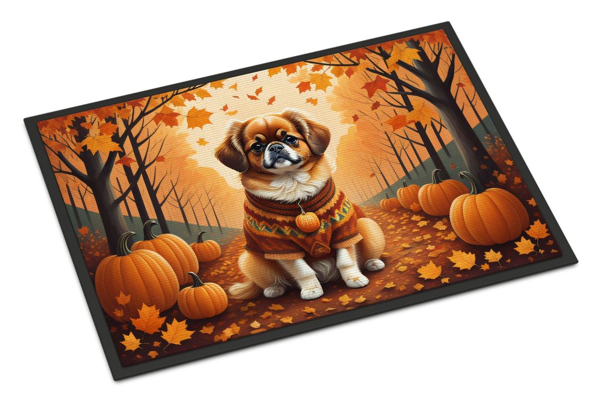Tibetan Spaniel Fall Doormat Front Door Mat Indoor Outdoor Rugs For Entryway, Non Slip Washable Low Pile, 24H X 36W_maomaolike.com