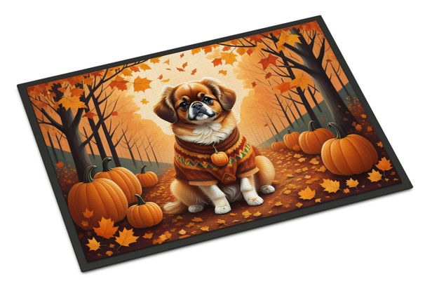Tibetan Spaniel Fall Doormat Front Door Mat Indoor Outdoor Rugs For Entryway, Non Slip Washable Low Pile, 24H X 36W_maomaolike.com