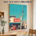Japanese Street Corner Store Painting Poster, Vibrant Retro Illustrated Urban Scene Poster, Nostalgic Cityscape Decor For Home, Living Room And_maomaolike.com