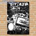 Rock Music Themed Painting Poster, Monochrome Retro Punk Style Poster, Vintage Drum & Cassette Design Ideal For Music Studio, Bedroom Or Living Room_maomaolike.com