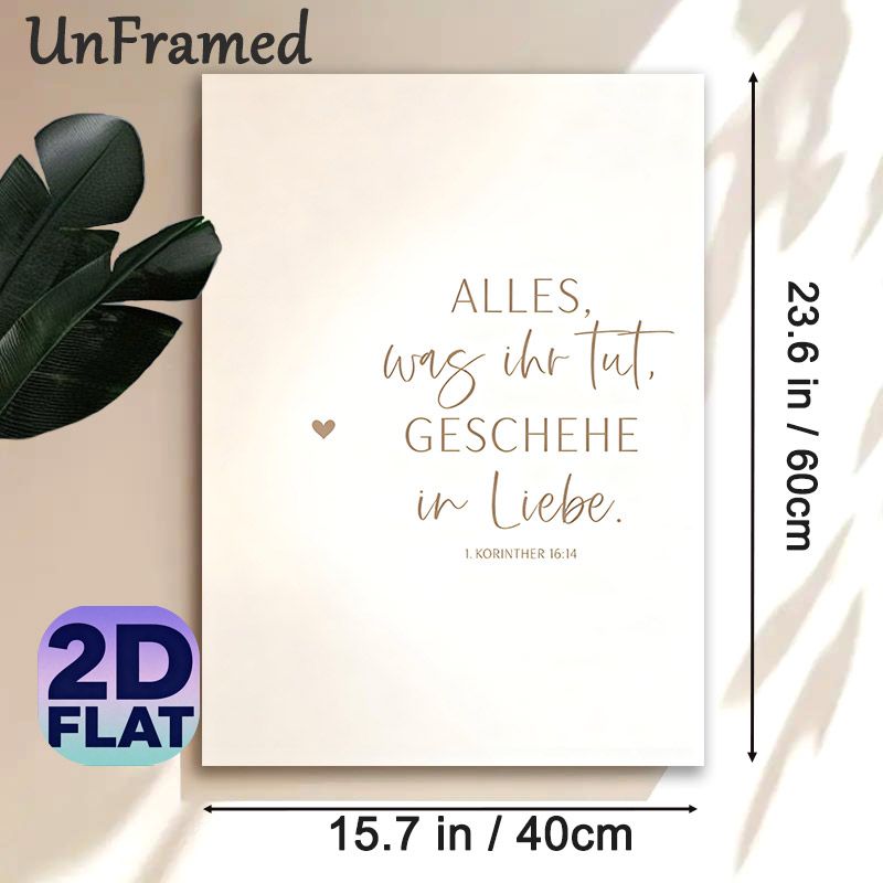 German Bible Verse Painting Poster, Soft Beige Typography With Tiny Heart Poster, Warm Inspirational Wall Decor For Bedroom, Living Room_maomaolike.com