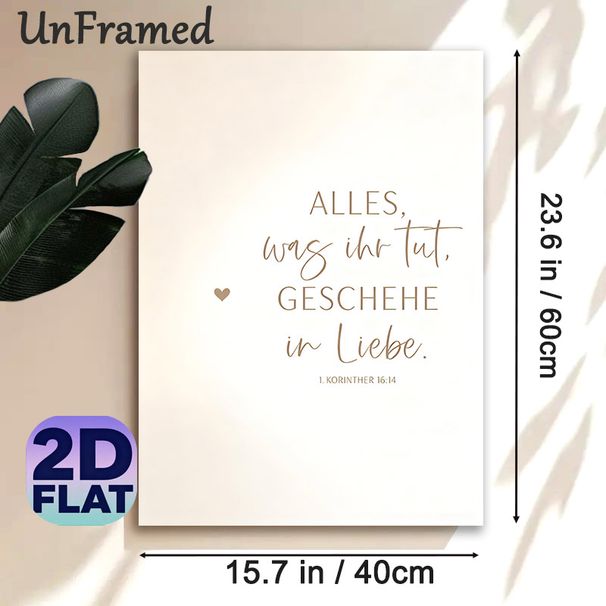 German Bible Verse Painting Poster, Soft Beige Typography With Tiny Heart Poster, Warm Inspirational Wall Decor For Bedroom, Living Room_maomaolike.com