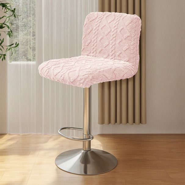 Cross-border Shu Cotton Velvet Jacquard Braided Short-back Chair Cover, Anti-cat Scratch, Solid Color Elastic Bar Stool Cover Whol_maomaolike.com