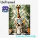 Giraffe Bathroom Themed Painting Poster, Playful Tropical-style Poster Featuring A Bespectacled Giraffe Reading Newspaper On Toilet, Lighthearted_maomaolike.com