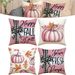 4Pcs Pillow Covers 18x18In Pink Pumpkin Maple Leaf Throw Cushion Cover Happy Fall Pillow Cushion Case For Thanksgiving Sofa Couch Bedroom Home Office Farmhouse Decorations_maomaolike.com