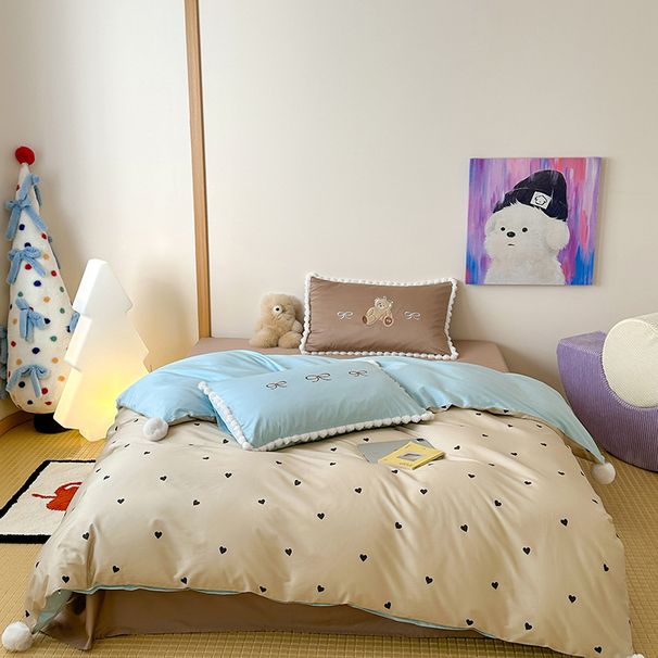 Wholesale Princess Style Towel Embroidery Pure Girly Heart Naked Sleep 100% Long-Staple Cotton Four-Piece Set_maomaolike.com