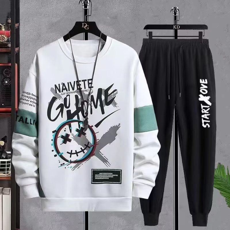 Men's Clothing Casual sports suit sweatshirt men's spring and autumn printed men's autumn clothes loose two piece suit men's clothing wholesale_maomaolike.com