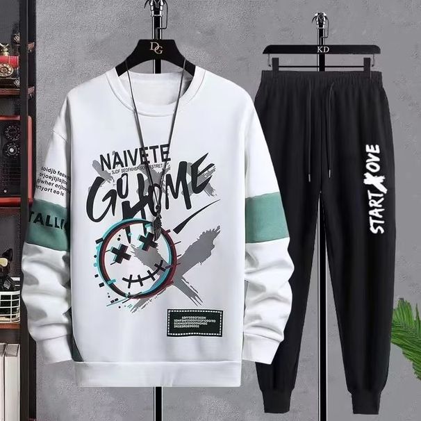 Men's Clothing Casual sports suit sweatshirt men's spring and autumn printed men's autumn clothes loose two piece suit men's clothing wholesale_maomaolike.com