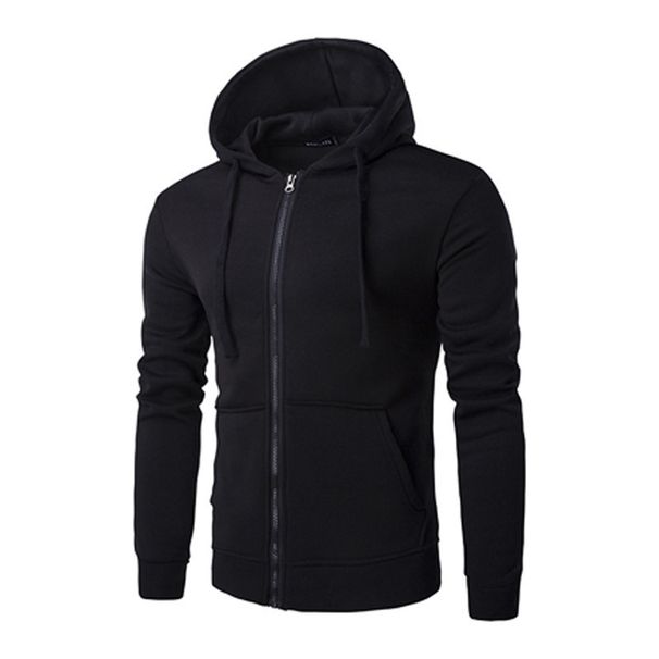 Men's Clothing New Spring and Autumn Style Zipper Hooded Sweatshirt Men's Cardigan Sweatshirt Long Sleeve Solid Color Sweatshirt_maomaolike.com