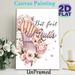 Nail & Floral Themed Painting Poster, Soft Watercolor Style Pastel Pink Manicured Hand With Blooming Flowers & "But First Nails" Text Poster, Charming_maomaolike.com