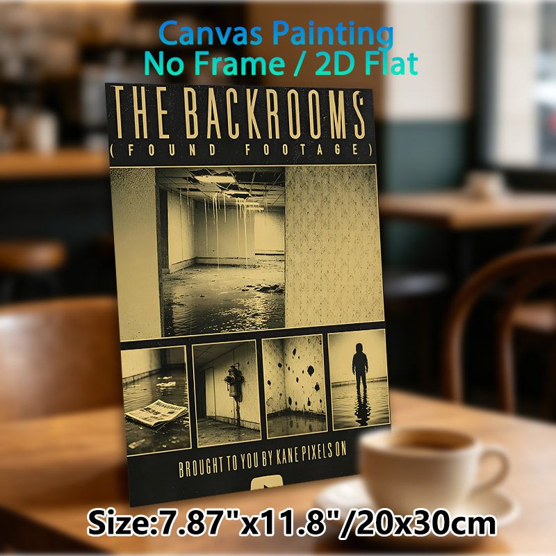 The Backrooms Themed Painting Poster, Vintage Sepia-toned Eerie Flooded Abandoned Interior Poster, Mysterious Atmospheric Decor Ideal For Home, Game_maomaolike.com