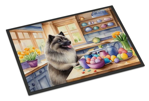 Decorating Easter Keeshond Doormat Front Door Mat Indoor Outdoor Rugs For Entryway, Non Slip Washable Low Pile, 24H X 36W_maomaolike.com