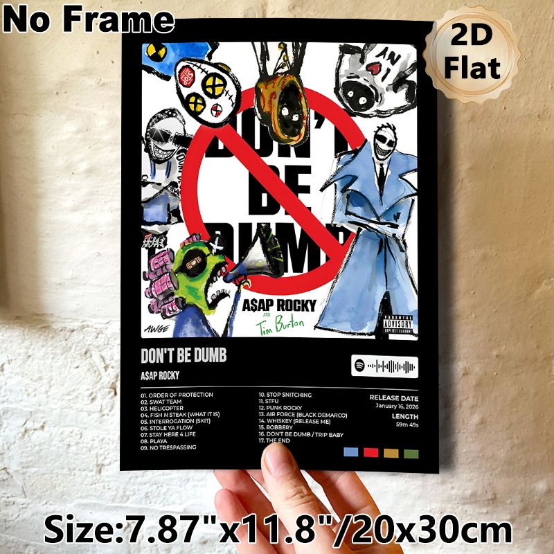 Hip-Hop Album Themed Painting Poster, Edgy Hand-Drawn Graffiti Style Poster, Bold Illustrated Artwork With Full Tracklist, Ideal For Music_maomaolike.com