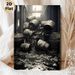 Vintage Wine Barrel Painting Poster, Monochramatic Rustic Warehouse Scene With Spilled Barrels Poster, Atmospheric Nostalgic Decor Ideal For Home Bar_maomaolike.com