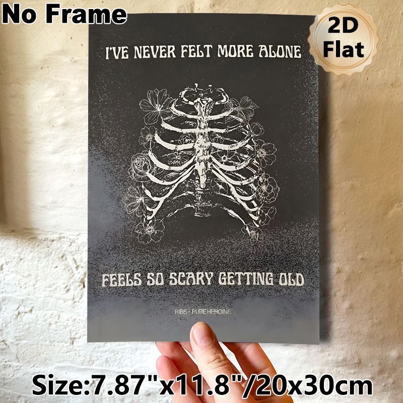 Floral Rib Cage With Quote Painting Poster, Dark Vintage Minimalist Line Art Poster, Moody Artistic Decor Suitable For Bedroom, Living Room_maomaolike.com
