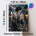 Japanese Female Samurai Painting Poster, Mysterious Dark-toned Anime Style Poster, Artistic Design Featuring Tattooed Warrior, Dual Katanas & Rainy_maomaolike.com