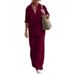 Women's Clothing women's two piece set women's lapel long sleeved shirt spring and autumn casual solid color pants wide leg suit_maomaolike.com