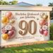 90th Birthday Party Banner - 2D Flat Polyester Backdrop With Balloon Theme, Wall Hanging Photo Props, Party Decor_maomaolike.com