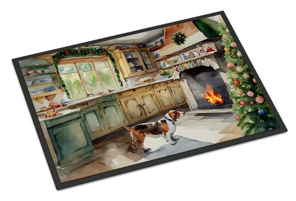 Basset Hound Christmas Cookies Doormat Front Door Mat Indoor Outdoor Rugs For Entryway, Non Slip Washable Low Pile, 24H X 36W_maomaolike.com